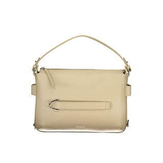 Bolso de mano de cuero beige para mujer