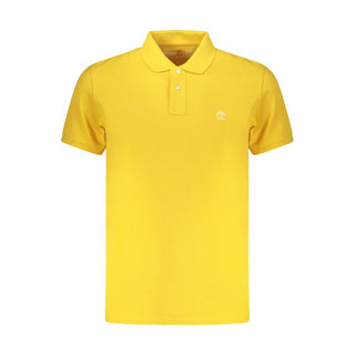 Yellow Cotton Men Polo Shirt