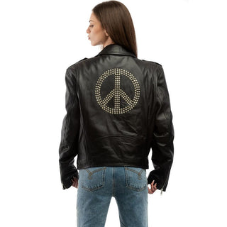 Chaqueta de cuero de poliéster negra