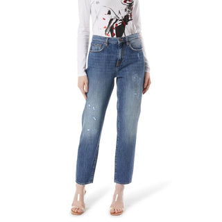 Jeans de pierna recta de algodón azul