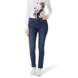 Jeans ajustados de algodón azul