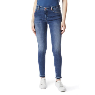 Jeans ajustados de algodón azul