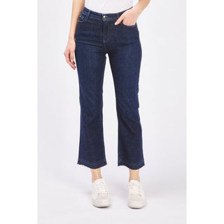 Blue Cotton Flared Jeans
