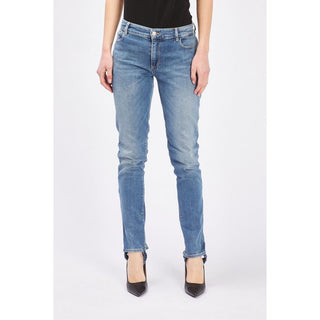 Jeans ajustados de algodón azul