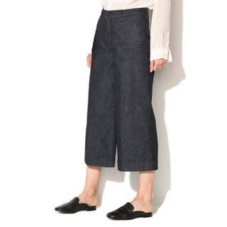Blue Polyester Cropped Jeans