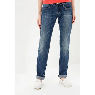 Jeans de pierna recta de algodón azul