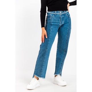 Jeans de pierna recta de algodón azul