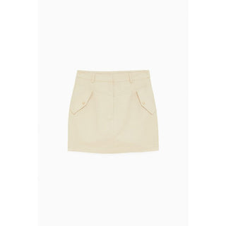 Beige Cotton Mini Skirt