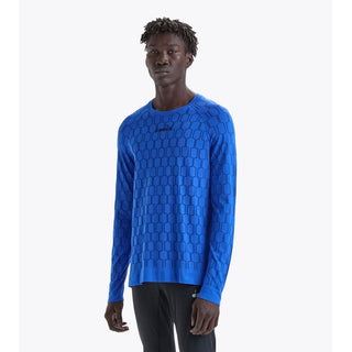 Camiseta de manga larga azul de poliamida
