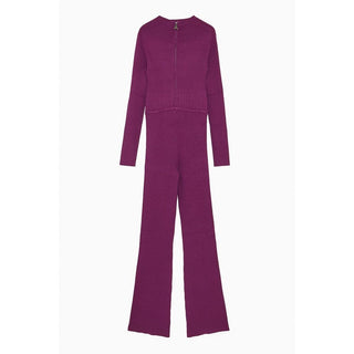 Lila Viskose-Jumpsuit