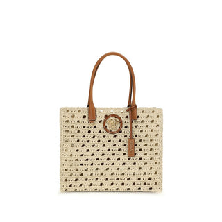 Beige Baumwoll-Schultertasche