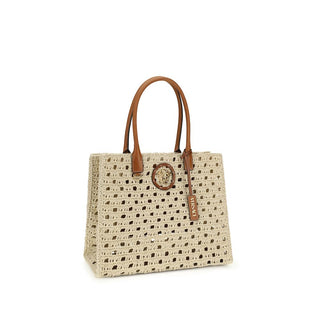 Beige Baumwoll-Schultertasche