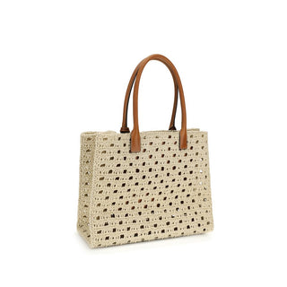 Beige Baumwoll-Schultertasche