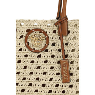 Beige Baumwoll-Schultertasche