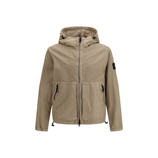 Chaqueta con capucha de poliamida marrón