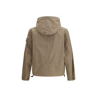 Chaqueta con capucha de poliamida marrón