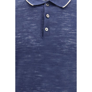 Polo azul de lino
