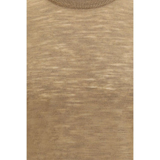 Camisa de lino beige de manga corta