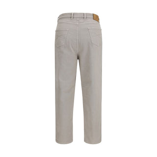 Beige Cotton Casual Pants
