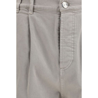 Beige Cotton Casual Pants