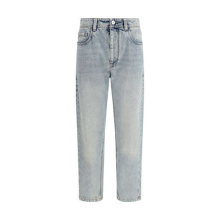 Jeans de pierna recta de algodón azul
