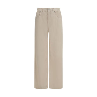 Beige Baumwoll Freizeithose