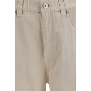 Beige Baumwoll Freizeithose