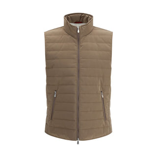 Chaqueta sin mangas beige de poliéster