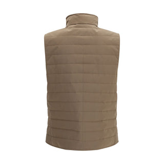 Chaqueta sin mangas beige de poliéster