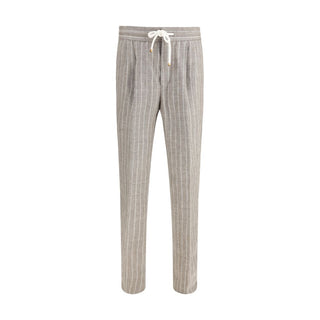 Beige Leinen Freizeithose