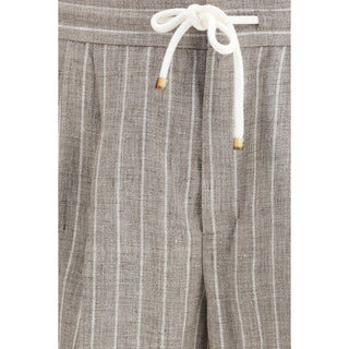 Beige Leinen Freizeithose