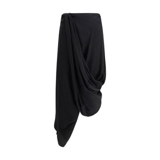Falda midi de cobre negro