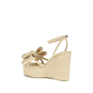 Beige Keilsandalen aus Bast