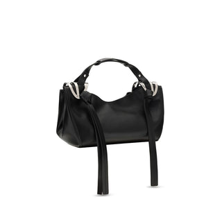 Handtasche aus schwarzem Kalbsleder (Bos Taurus)