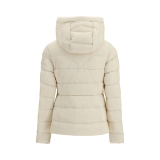 Beige Nylon-Jacke in voller Länge