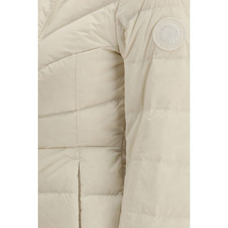 Beige Nylon-Jacke in voller Länge