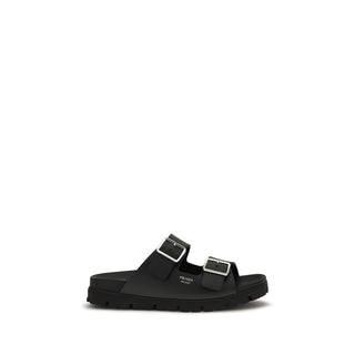 Sandalias planas de cuero de becerro Bos Taurus negras