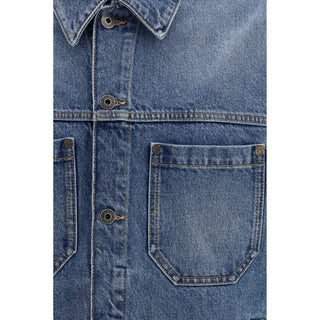 Chaqueta azul de mezclilla de algodón