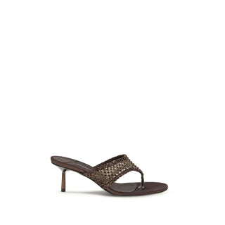 Braune Ziegenleder-Stiletto-Sandalen