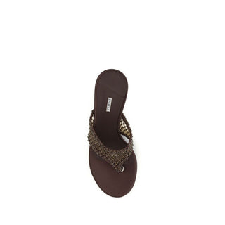 Brown Goatskin Stiletto Heel Sandals