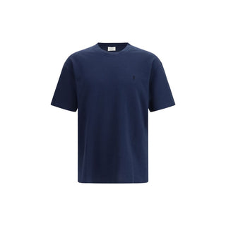 Navy blue t-shirt on a white background