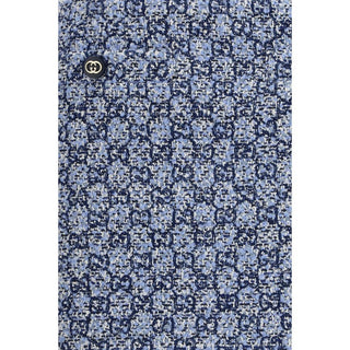 Blue Cotton Mini Skirt