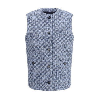 Chaqueta sin mangas azul de algodón