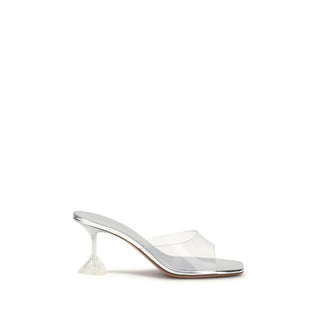 Sandalias de tacón stiletto de PVC plateadas