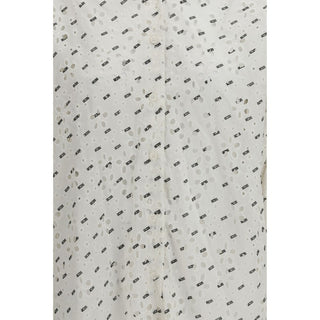 Camisa blanca de algodón con estampado