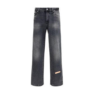 Gray Cotton Relaxed Fit Jeans