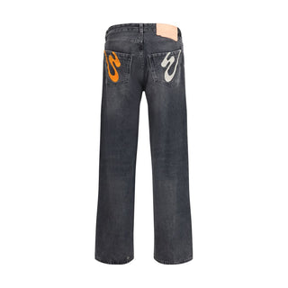 Gray Cotton Relaxed Fit Jeans