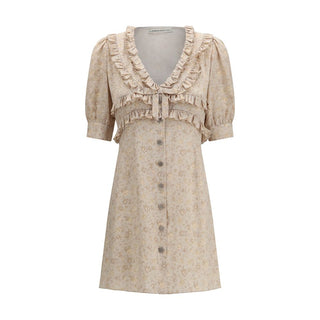 Vestido casual beige de seda