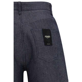 Blue Linen Relaxed Fit Jeans