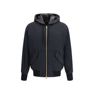 Schwarze Nylon-Bomberjacke